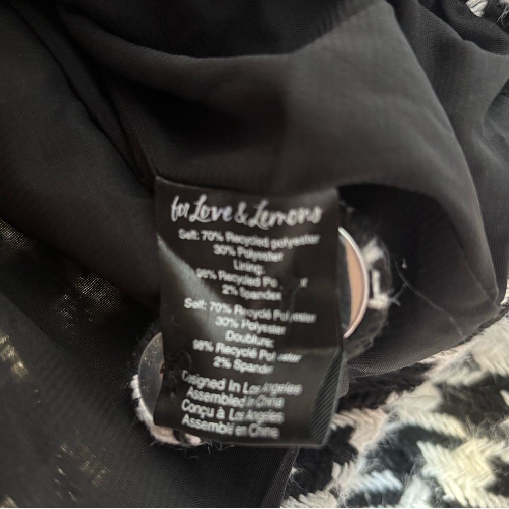 For Love and Lemons Bonnie Black and White Houndstooth Cropped Blazer — Size 1X - Picture 8 of 11